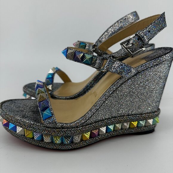 Louboutin Metallic Sparkle Nappa Mica Pyraclou 110 - Size 39 - Picture 5 of 8